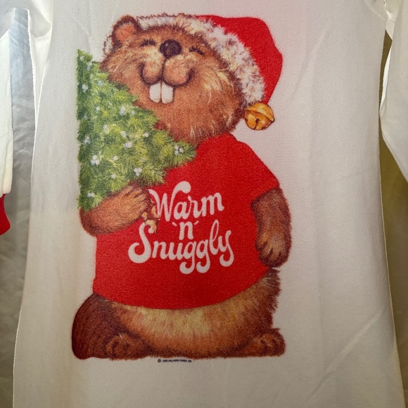 SHIRT TALES Christmas Beaver Vintage 1980 Critter Sitters Nightgown See Measure